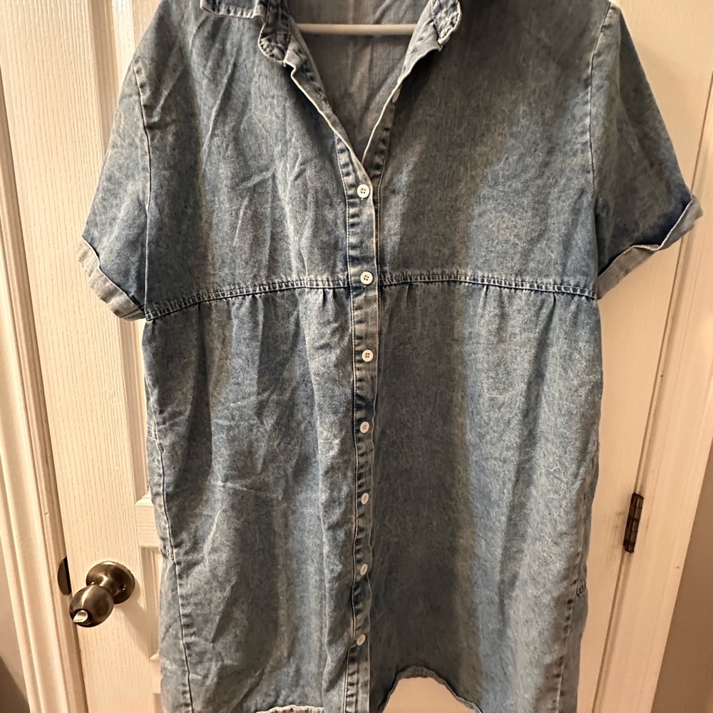 Light Wash Denim Button-Front Tunic